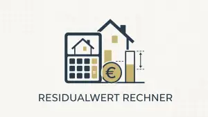 Beitragsfoto, Haus Taschenrechner mit Text